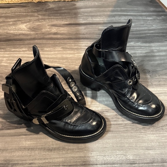 Balenciaga Shoes - Balenciaga Ceinture Ankle Boots size 35.5 black leather cutout Straps